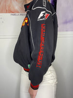 sporty " ferrari " embroidered and patched zipper jacket