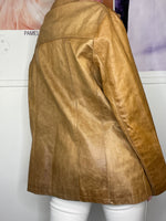 downtown girl oversized leather jacket in perfect patina brown genuine leather