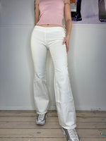 low-waisted flare pants with tie details