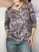 cute multi printed wrap effect 3/4 top