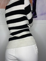 girl next door striped knit wear shirt