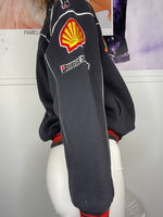 sporty " ferrari " embroidered and patched zipper jacket