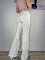 low-waisted flare pants with tie details