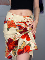 girly flower printed mid-waisted medi skirt