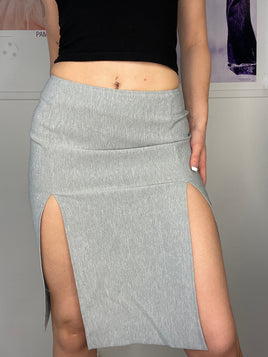 mid-waisted double split offie wear skirt