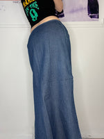 mid-waisted bodyshaped double spilt maxi denim skirt