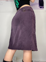 everyday wear low-waisted velvet purple medi skirt