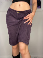 everyday wear low-waisted velvet purple medi skirt