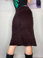 everyday wear dark brown medi velvet skirt