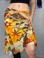 low-waisted stretchy multiprinted medi skirt