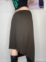 low-waisted asymmetrical tie waist knitwear skirt