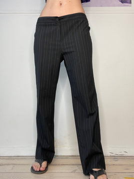 pinstriped office wear low-waisted habit pants