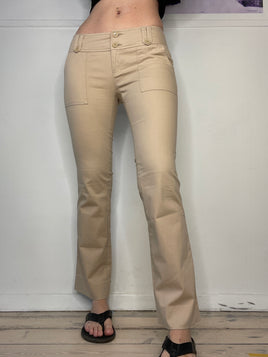low-waisted beige habit flare pants