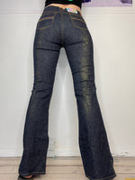 sparkling hig-waisted glitter flare jeans stretchy