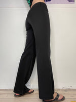 low-waisted perfect fit buckle detailed flare habit pants