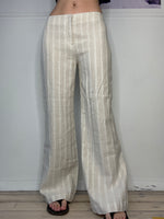 striped perfect fit low-waisted flare linen pants