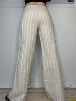 striped perfect fit low-waisted flare linen pants
