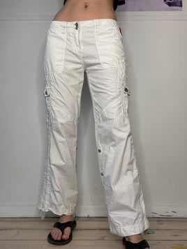 low-waisted loose fit tie detailed cargo pants