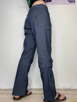 low-waisted loose fit denim cargo pants