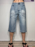 low-waisted denim jorts washed