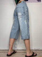 low-waisted denim jorts washed