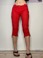 low-waisted tie detailed capri pants