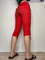 low-waisted tie detailed capri pants