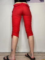 low-waisted tie detailed capri pants