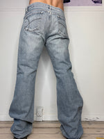 chunky leg light washed denim jeans