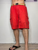 bright red cargo shorts