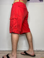 bright red cargo shorts