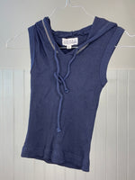 sleeveless hooded crop top in rib material