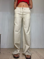 low-waist flare linen pants