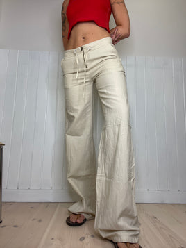 low-waist flare linen pants