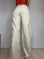 low-waist flare linen pants