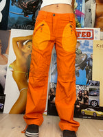 cool detailed orange cargo pants loose fit