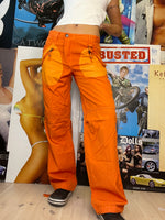 cool detailed orange cargo pants loose fit