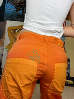 loose fit detailed orange cargos pants