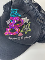 sporty sequins detailed cap with stars