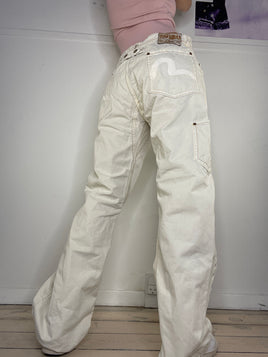 vintage evisu loose fit baggy pants in thick material