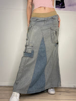 coolest bratz maxi denim skirt with pocket & colour details