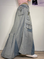 coolest bratz maxi denim skirt with pocket & colour details