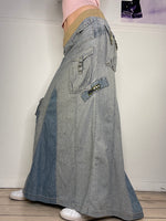 coolest bratz maxi denim skirt with pocket & colour details