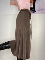 down town girl medi faux suede skirt with tie belt