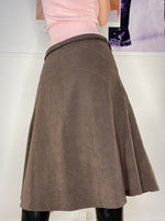 down town girl medi faux suede skirt with tie belt