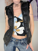 bodyshaped puffer vest with rabbit fur