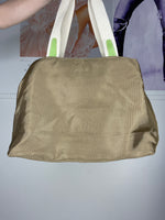 oversized canvas khaki shoulder bag with cool details