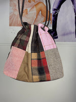 multiprinted checked tote bag