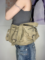 medium sized duffle bag in track material crossbody