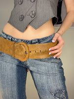 chunky genuine suede belt